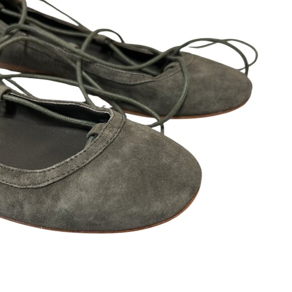 Joie Graphite Gray Suede Ballet Flats with Lace-Up Design Size 37 1/2 - Picture 4 of 7